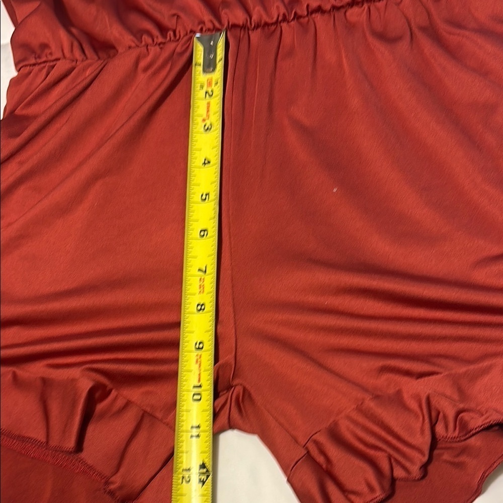 One-Piece Rust Orange Ruffle Swimsuit Romper size L - Picture 7 of 12
